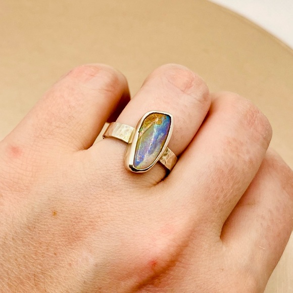 Handcrafted 925 Sterling Silver Australian Pipe Opal Ring - Picture 11 of 13